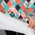 thumbnail image 3 of Oversized Wearable Blanket Hoodie,Orange Green White Checkerboard Checkered Pattern Sherpa Blanket Hoodie with Super Pockets,Super Warm Fuzzy Pullover for Women & Men, 3 of 6