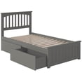 thumbnail image 3 of Mission Lit Plateforme Simple en Bois avec Pied de Lit Assorti et Tiroirs de Rangement, Gris, 3 of 7