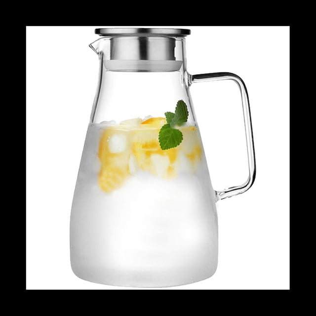 Glass Carafe, Water Carafe with Lid, Heat Resistant Borosilicate Carafe, Shared Hot and Cold Kettle, for Milk,Coffee,1 x Glass Carafe,Transparent