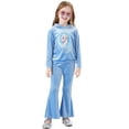 thumbnail image 5 of Disney Frozen Girls Sweatshirts Elsa Character Graphic Hoodie and Pants Blue Velvet 2 Pieces Sets Sizes 2-6, 5 of 13