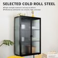 thumbnail image 3 of Storage Cabinet, Floor Cabinet with Dual Doors and Three Shelves, Cabinets for Living Room Bathroom Dining Room Kitchen Room Entryway, Black, 3 of 7