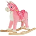thumbnail image 2 of Qaba Rocking Horse, Kids Ride on Horse, Unicorn Design with Wooden Base, Tail Wag & Sounds for Toddlers 3-6 Years Old, Pink, 2 of 9