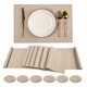 thumbnail image 1 of leyfeng Juego de mesa de comedor de 16 uds, manteles individuales de camino de mesa, posavasos de PVC antideslizante, resistente al calor, lavable, 1 of 8