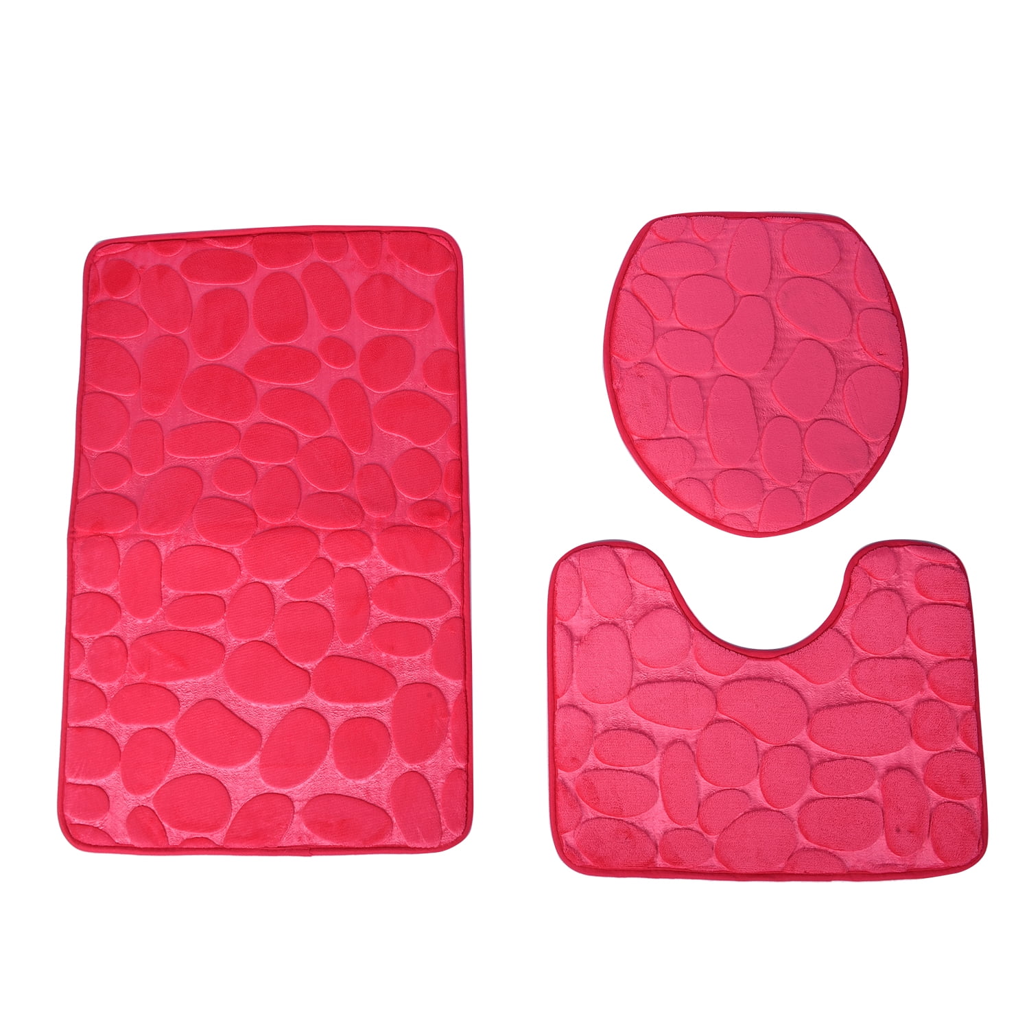 Shop LC Set of 3 Piece Fuchsia Polyester Door Mat Toilet Mat Toilet
