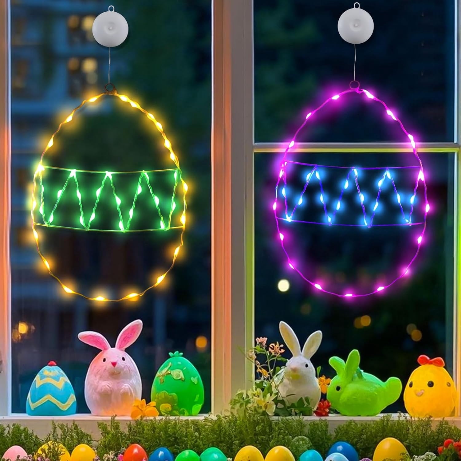 Cheapark Easter Window Hanging LED String Lights Set of 2