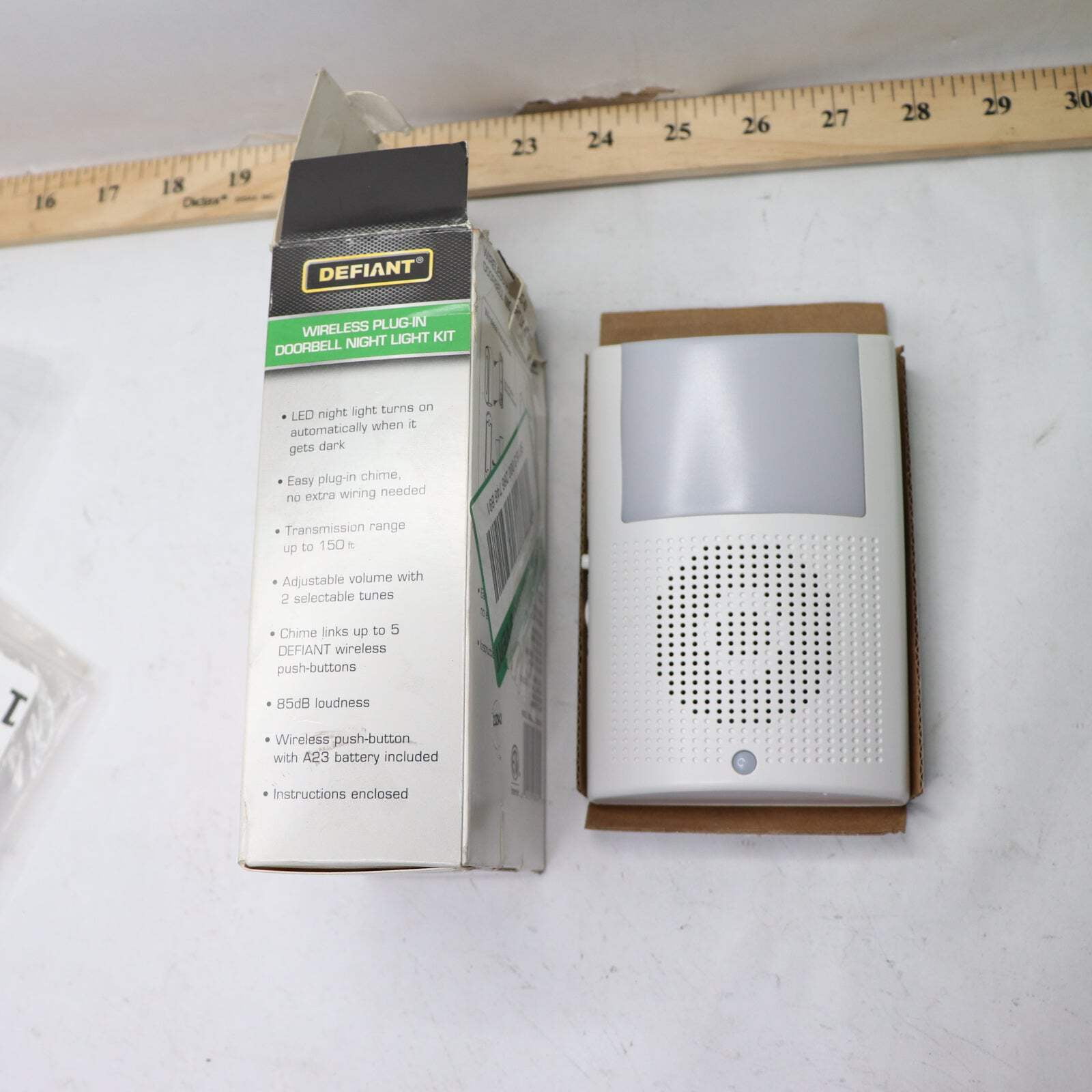 Wireless Plug-In Doorbell Kit with LED Night Light and Wireless Push Button, White