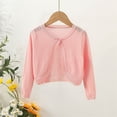 thumbnail image 4 of Baby Girls' Long Sleeve Cardigan Knit Button Closure Bolero Shrug Toddler Cardigan Hollow out Cropped Sweater Cute Kids Shawl, 4 of 5