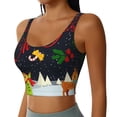 thumbnail image 2 of Goofa Merry Christmas Elk Printed Sports Bras for Women, High Impact Running Bra Workout Crop Tank Tops Longline Sports Bra Push up-, 2 of 9