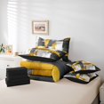 thumbnail image 6 of Homewish Gray Gold Stripes 7-Piece Twin Bedding,Modern Geometric Artwork Bedding Comforter Set,Black Reversible, 6 of 8