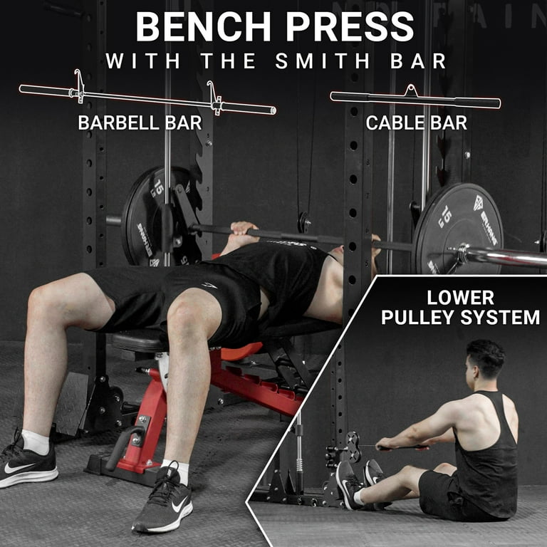 ER KANG Smith Machine Home Gym, 2000LBS Smith Rack with Cable