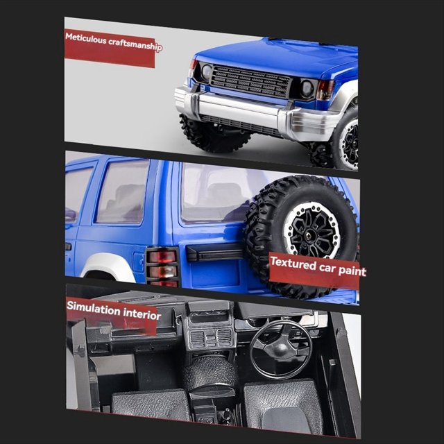 Coche Teledirigido RC con Iluminación Coche de Velocidad Variable Tracción en las Cuatro Ruedas Drift Racing Modelo de Simulación de Juguete para LD1297,B