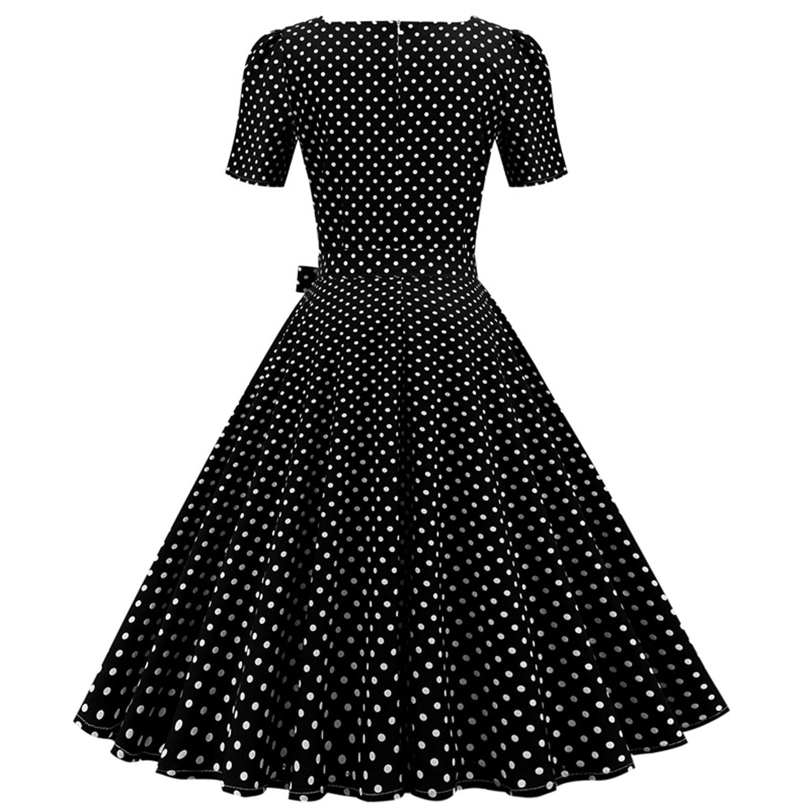 Vintage 1950s Housewife Evening Party Prom Dresses for Women Short Sleeve/Sleeveless Christmas Party Cocktail Dress 