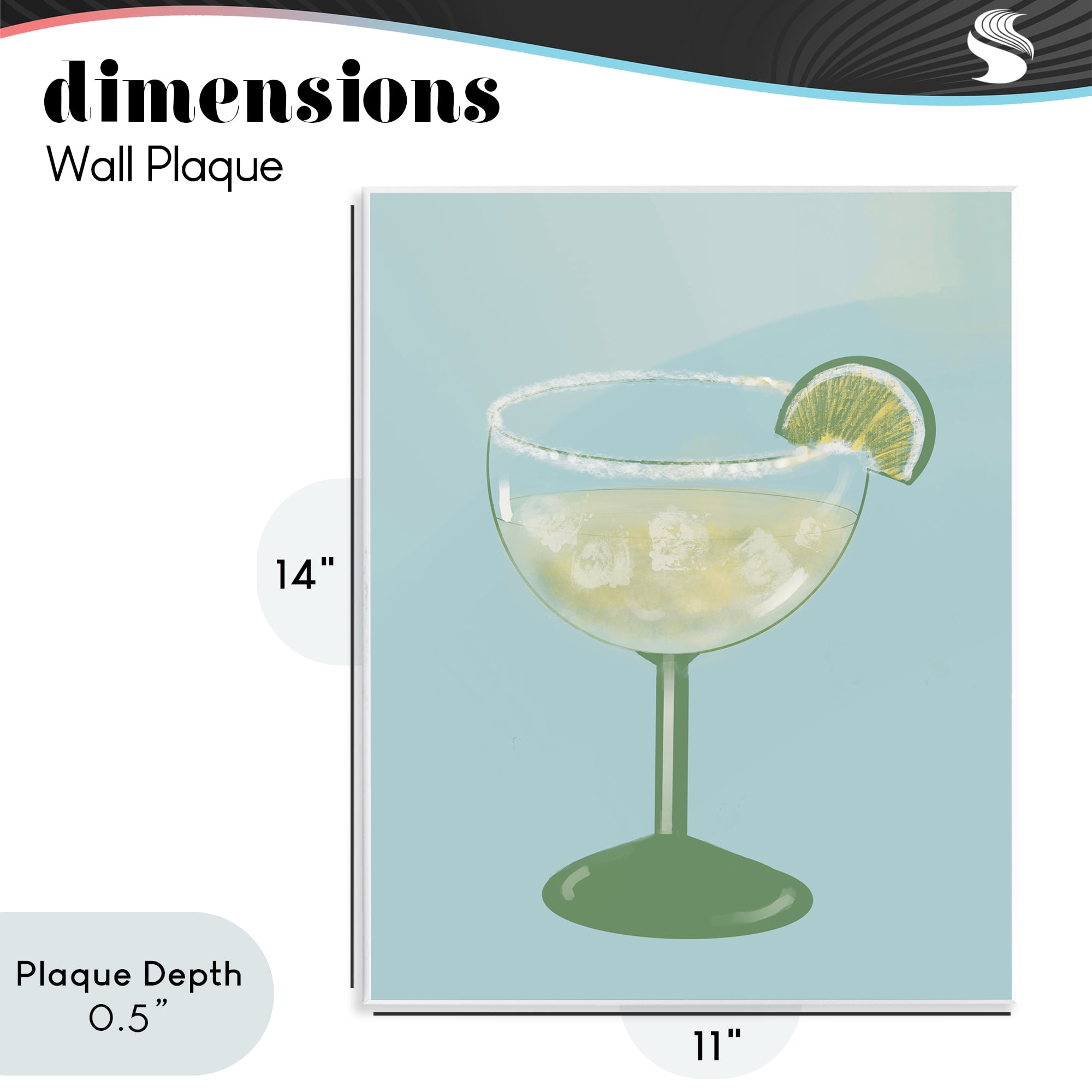 Stupell Industries Margarita Glass over Blue Wall Plaque Art, design by Robin Maria