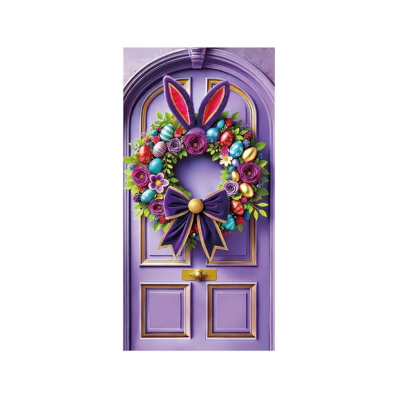 Happy Easter Door Cover Large Bunny Door Banner Welcome Easter Spring Banner Holiday Party Decorations Spring Easter Hanging Decorations