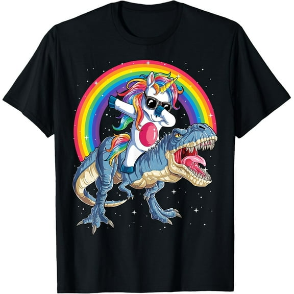 Dabbing Unicorn T-Rex Shirt – Fun Rainbow Galaxy Dinosaur Tee for Kids