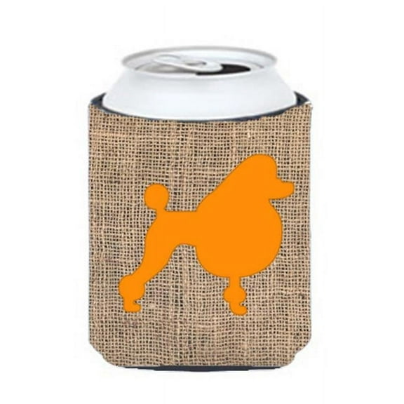 Poodle Burlap And Orange Can Or Bottle Hugger
