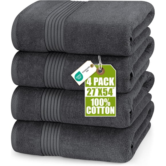 Utopia Towels Premium 100% Combed Ring Spun Cotton Bath Towels, Ultra Soft and Highly Absorbent, 27 by 54 inches, Large Bath Towels, 4 Pack, Grey