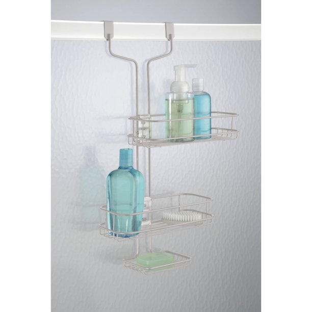 interdesign Linea Adjustable Bathroom over Door Shower Caddy, Satin