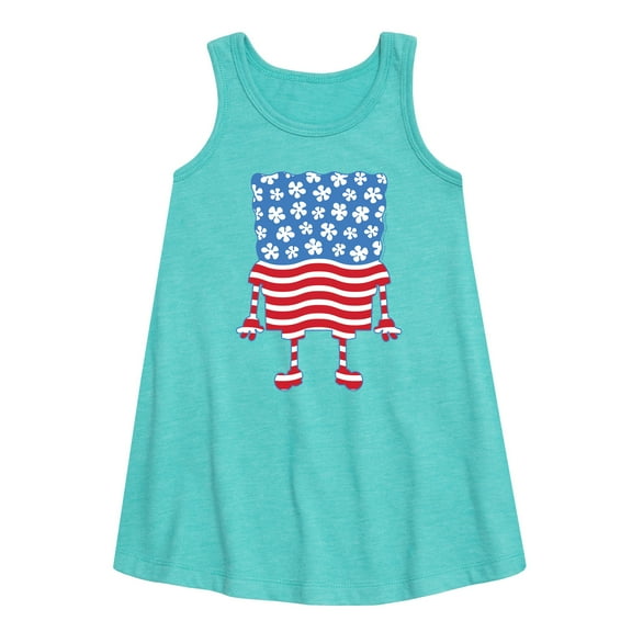 SpongeBob SquarePants - Silhouette Stars Stripes - Toddler & Youth Girls A-line Dress