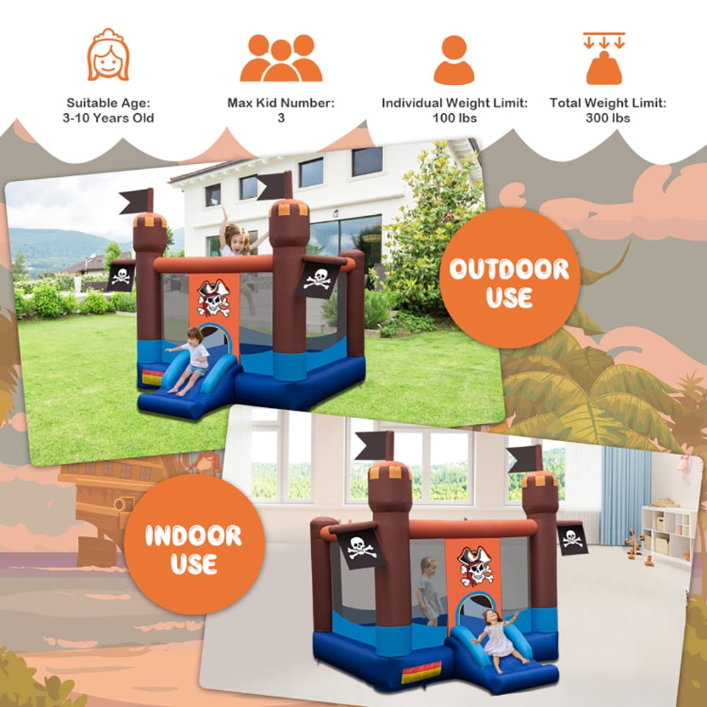 Aimee Lii Pirate-Themed Inflatable Bounce Castle with Large Bounce Area without Blower, Kids Bounce House for 3-10 Aimee Lii Pirate-Themed Inflatable Bounce Castle with Large Bounce Area without Blower, Kids Bounce House for 3-10