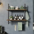 thumbnail image 5 of Bestier 24" Kitchen Wall Shelves 2-Tier Floating Shelves with Hooks for Bathroom, Bedroom, Rustic, 5 of 8