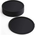 thumbnail image 1 of Set of 8 black silicone coasters 10cm - round for a pint beer glass, coffee cup, tea cup and bottle - party, home, office etc., 1 of 5