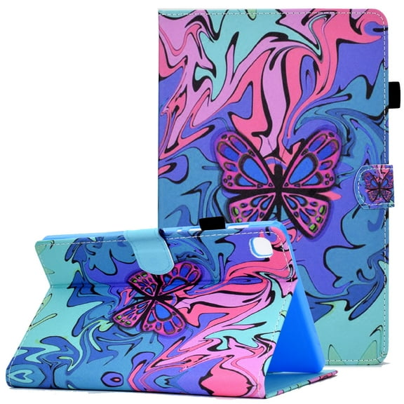 Allytech Case for Samsung Tab A7 Lite 2021(SM-T220/SM-T225/SM-T227), Galaxy Tab A7 Lite 8.7" Cover with Pen Holder, PU Leather Anti-Slip Stand Folio Wallet Case with Magnetic Snap, Pink Butterfly