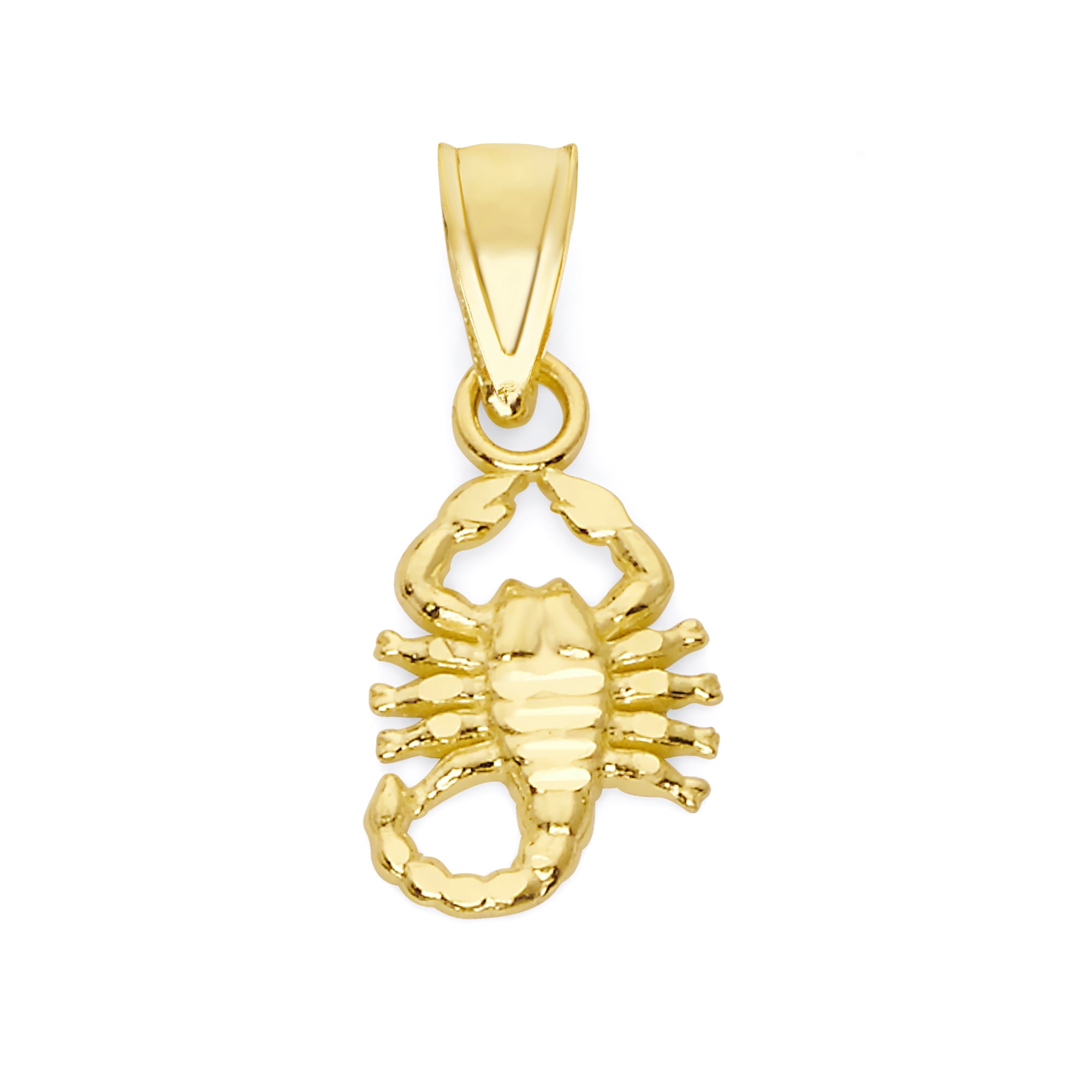Fine 14k Two-Tone Yellow Gold Diamond Scorpio Zodiac Sign Rope Charm Pendant Necklace