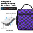 thumbnail image 4 of Purple and Black Wavy Checkered Pattern Insulated Lunch Bag Teens,Lunch Box for Men Women for Work,Picnic or Travel,10.2x9.5x4.3 Inches,8 Can Capacity, 4 of 6