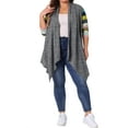 thumbnail image 2 of GRACE & GRANDEUR Women's Plus Size Cardigan Stripe Lightweight Sweater Outerwear 2X Dark Grey, 2 of 6
