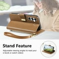 thumbnail image 5 of Decase Anti-Scratch PU Leather Wallet Case Compatible with Samsung Galaxy A16 5G,Shockproof Magnetic Buckle Hybrid Case Cover with Zipper Pocket Credit Card Slot Cash Slot Wrist Strap Lanyard,Brown, 5 of 12