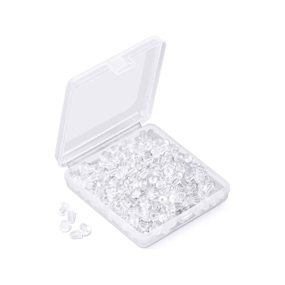 DESIGNICE 1200 Pcs Earring Backs for Droopy Ears,Snap-Proof Silicone Earring Backs Lifters,Plastic Transparency Earring Lifters