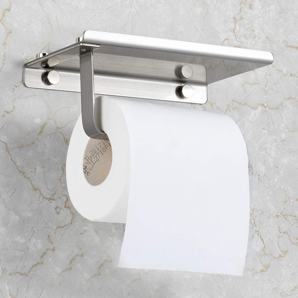 Wall Mounted Toilet Paper Roll Holder Tissue Box W/Cover Space Aluminum Silver 