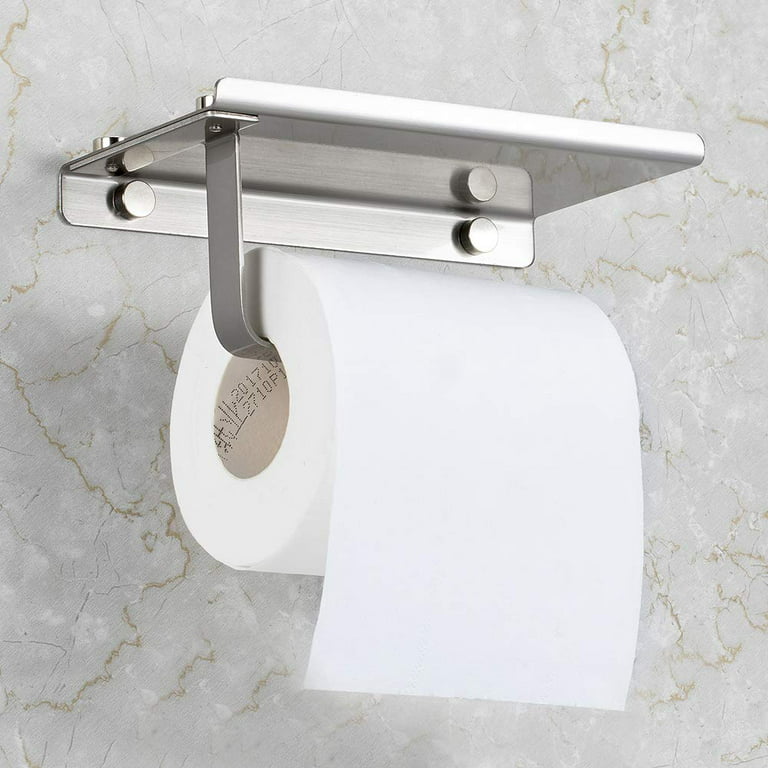 ASTOFLI Toilet Paper Holder with Shelf, Rustproof SUS304 Matte Black Toilet  Paper Holder Wall Mount, Toilet Paper Roll Holder, Toilet Tissue Holder