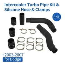 FGJQEFG Aluminum Intercooler Turbo Pipe Kit & Silicone Hose Kit for 2003-2007 Dodge Ram 5.9L Black