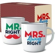 Triple Gifffted Mr Right Mrs Always Right Coffee Mugs Gifts Ideas for Couples, Wedding Anniversary, Engagement, Christmas, His & Hers, Bride and Groom, Parents, Newlyweds Bridal Shower, Ceramic 380ml