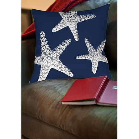 IDG Nautical Nonsense White Blue Starfish Indoor Pillow