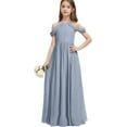 thumbnail image 2 of Drtj Girls A-Line Maxi Dress Junior Bridesmaid Flower Girl Dresses Off-Shoulder Chiffon Dress for Wedding Pageant, 2 of 6