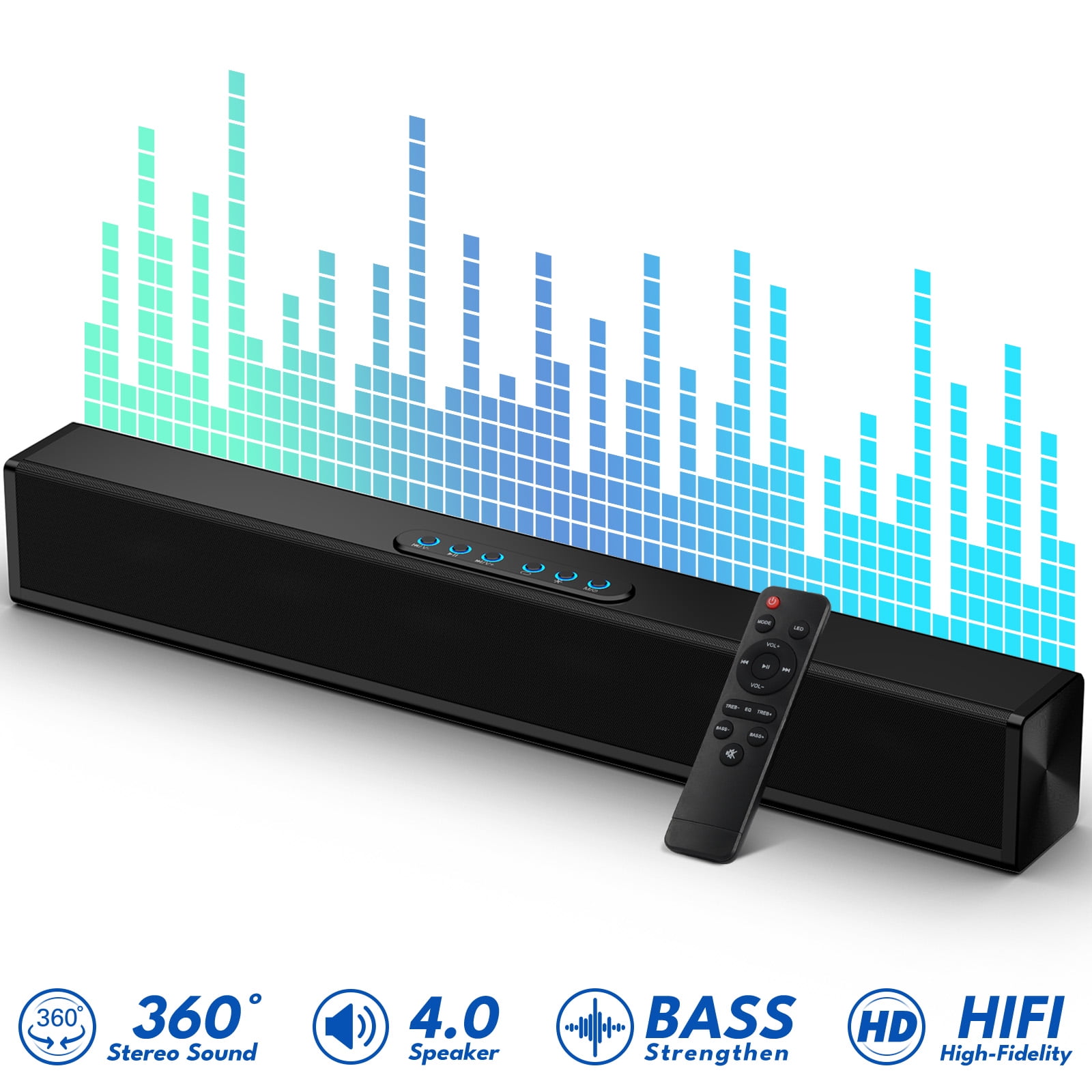 Dammyty Sound Bar for TV, 3D Surround Sound System TV Sound Bar, 60W Soundbar with Built-in Subwoofer, 2.1 ch Home Theater TV Speakers, HDMI-ARC, Bluetooth, COX, AUX