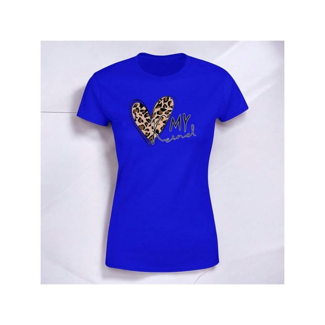 Playera Blusa Con Estampado De Corazon My Kernel Animal Print Ropa Para Mujer Color Azul Talla Grande Marca Emil SaEs