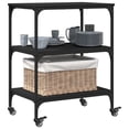 thumbnail image 3 of vidaXL Kitchen Trolley Rolling Black Engineered Wood 23.6"x16.1"x29.9", 3 of 17