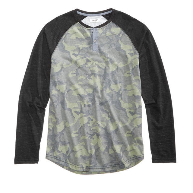 Camiseta henley con diseño bloqueado Univibe para hombre color negro XXL