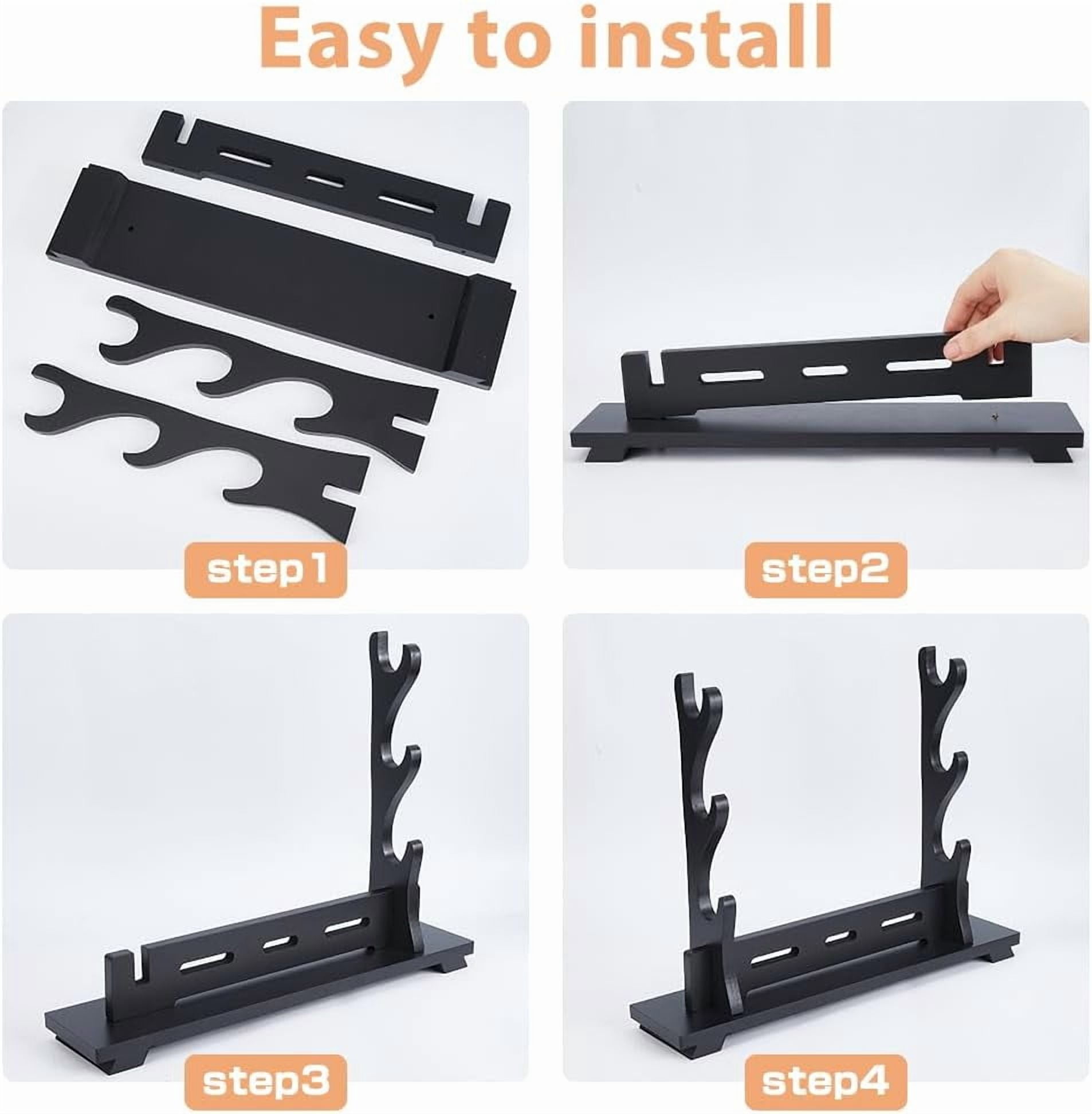 3-Tier Stand Katana Stand 39.5x8.9x31.5cm Wooden Katana Holder Black Swords Display Holder Wood Swords Racks for Home Decor Collectors Men Husband Gift