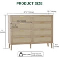 thumbnail image 2 of Commode en Rotin à 8 Tiroirs, 47,2 Pouces x 15,7 Pouces x 37,01 Pouces Commode en Rotin, Commode Milieu du Siècle Moderne pour Garde-Robe avec Poignées, Grand Dessus de Table, Commodes Chambre, Salon, Couloir (8 Tiroirs), 2 of 8