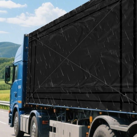 120x144inches Heavy Duty Truck Cargo Tarpaulin Waterproof Bed Cover W/4* Straps for Car Freight, Truck Freight, Train Transportation