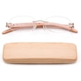 thumbnail image 2 of Newbee Fashion-2 Pack High Quality Lightweight Real Wood Temple Reading Glasses Stylish Rimless Design Oval Shape Spring Hinge Comfortble Fit with Case Wood Reading Glasses for Women, 2 of 4