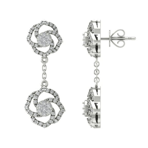 Araiya 14K White Gold Diamond Dangle Earrings for Women (3/4 cttw, I-J Color, I2-I3 Clarity)