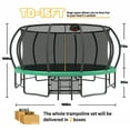 thumbnail image 2 of Lisonu 15 FT Trampoline with Safety Enclosure Net, ASTM Certified Backyard Trampoline with Basketball Hoop, Ladder, and Unique Double Stability Balance Bar System, Green, 2 of 5
