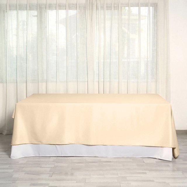 Mantel rectangular de poliéster beige de 90 x 132 pulgadas, de Efavormart, para bodas, fiestas y restaurantes.