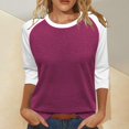 thumbnail image 2 of Holzkary 3/4 Sleeve Tops for Women Workout Jersey Shirts Baseball Style Raglan Tshirts Casual Color Block Tees Comfy Steetwear Women's 3/4 Shoulder Sleeve Color Blocked T Shirt Top Dark Purple Xxl, 2 of 5